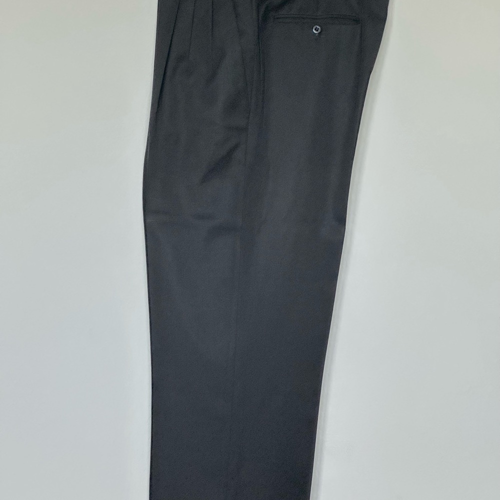 Zanella Brent Black Pleated Front Trouser Pants 100% V Wool‎ Made In Italy 36x25